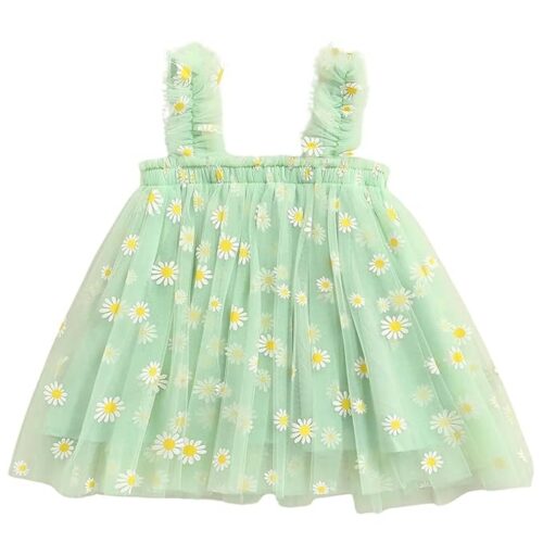 TotzTouch Baby Girls Dress | Frock Cami Strap Flared Printed Net Sleeveless Gown 3 Set