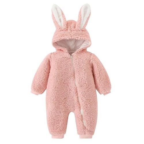 Baby Bucket Single Zip Warm Fleece Hooded Romper